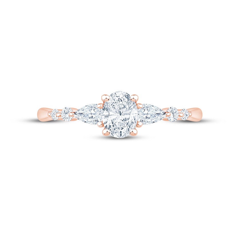 Main Image 3 of Now + Forever Lab-Grown Diamonds Oval-Cut & Pear-Shaped Three-Stone Engagement Ring 5/8 ct tw 14K Rose Gold