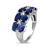 Thumbnail Image 2 of Oval-Cut Blue Lab-Created Sapphire & White Lab-Created Sapphire Two-Row Ring Sterling Silver