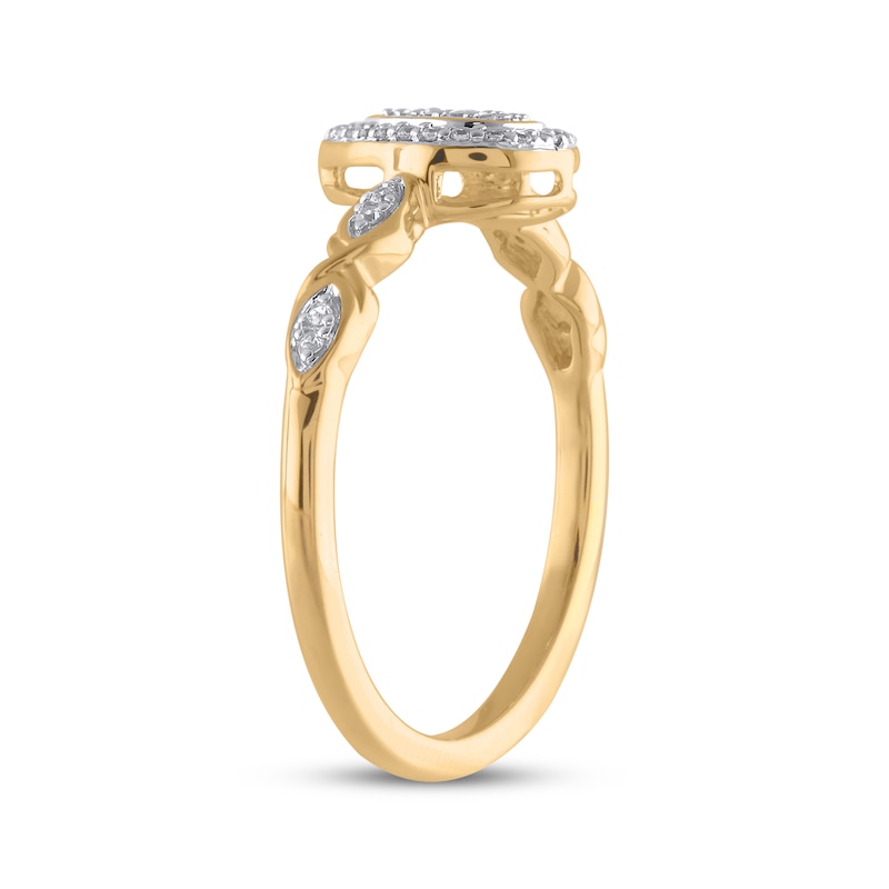 Main Image 2 of Multi-Diamond Pear-Shaped Promise Ring 1/8 ct tw 10K Yellow Gold