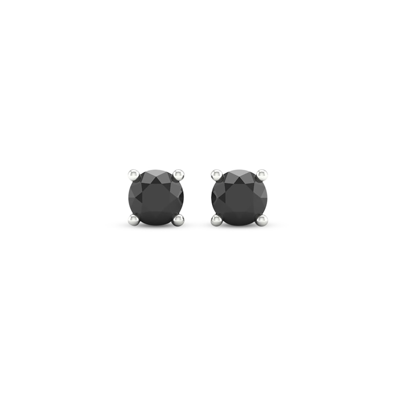 Main Image 2 of Round-Cut Black Diamond Solitaire Stud Earrings 1/4 ct tw 10K White Gold