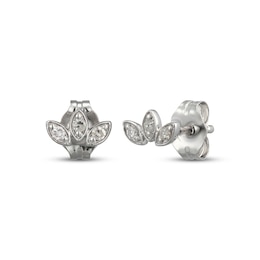 Diamond Leaf Stud Earrings 1/20 ct tw Sterling Silver