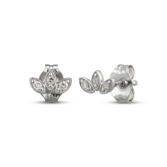Diamond Leaf Stud Earrings 1/20 ct tw Sterling Silver