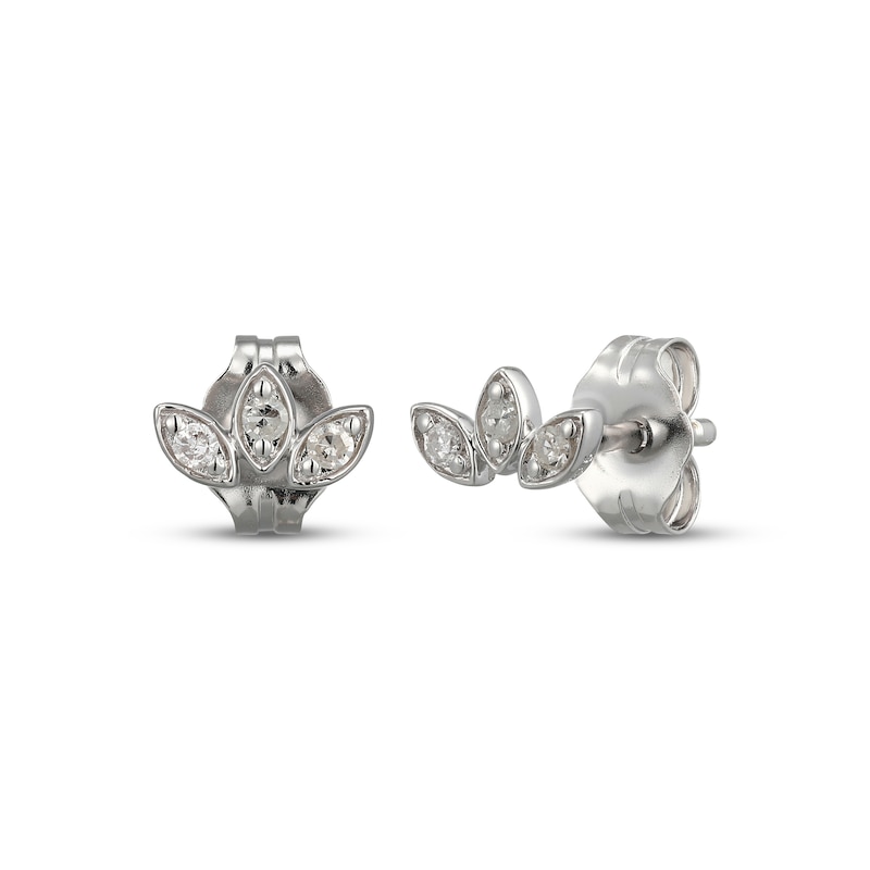 Main Image 1 of Diamond Leaf Stud Earrings 1/20 ct tw Sterling Silver