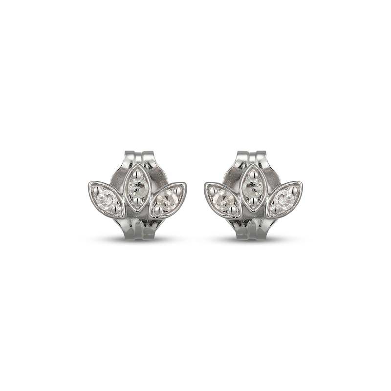 Main Image 2 of Diamond Leaf Stud Earrings 1/20 ct tw Sterling Silver
