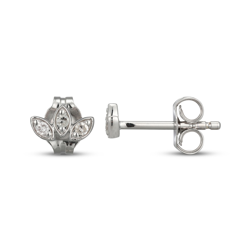 Main Image 3 of Diamond Leaf Stud Earrings 1/20 ct tw Sterling Silver