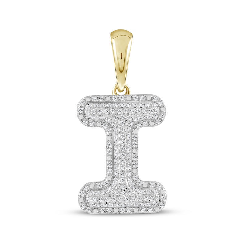 Main Image 1 of Diamond Puff Letter I Initial Charm 1/3 ct tw 10K Yellow Gold
