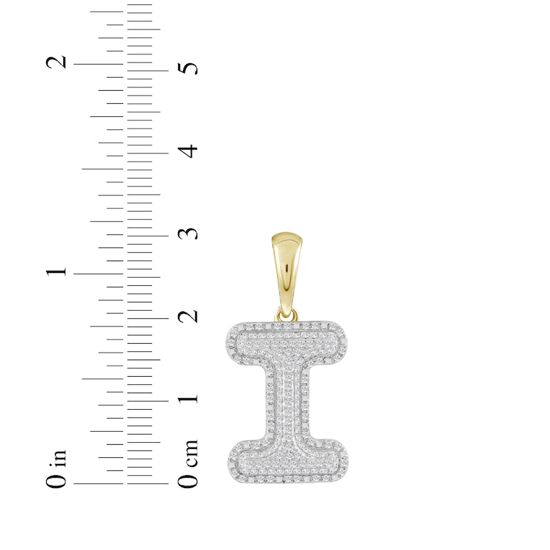 Main Image 3 of Diamond Puff Letter I Initial Charm 1/3 ct tw 10K Yellow Gold