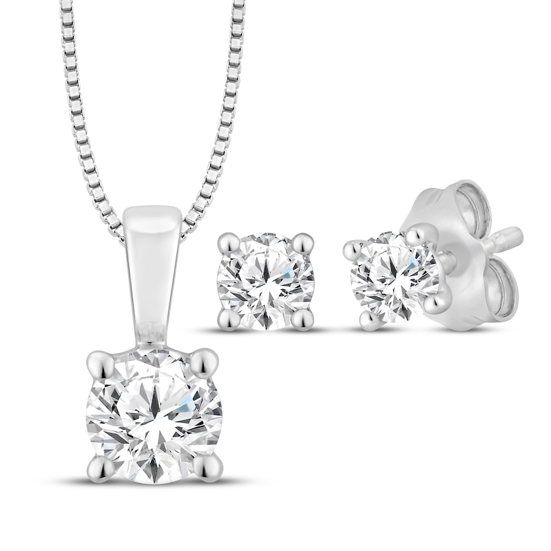 Main Image 1 of KAY Lab-Grown diamonds Round-Cut Solitaire Gift Set 1/2 ct tw 10K White Gold (I/SI2)
