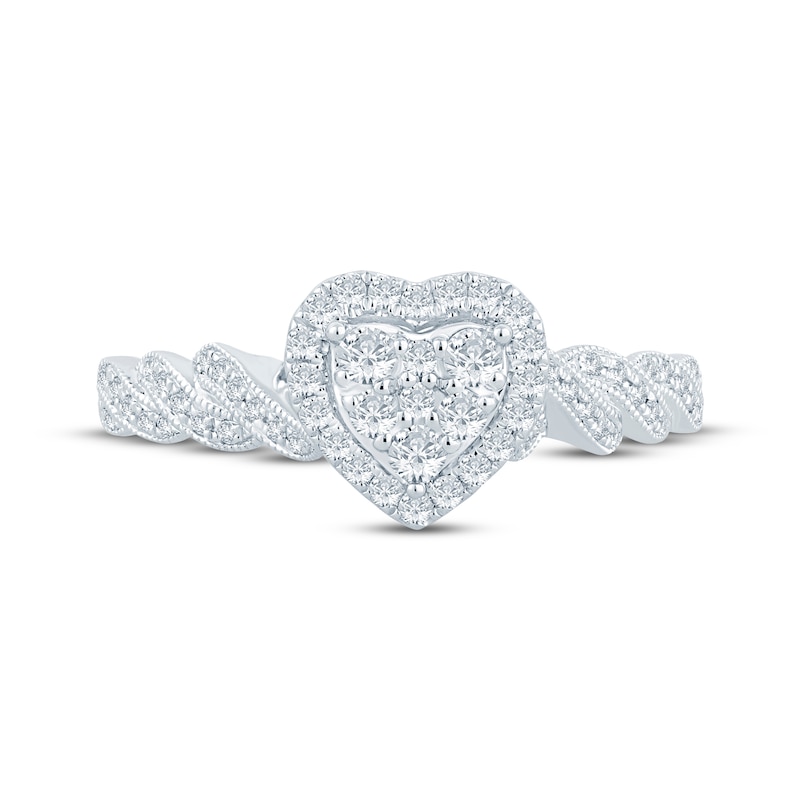 Main Image 3 of Now + Forever Multi-Diamond Heart-Shaped Engagement Ring 1/3 ct tw 10K White Gold