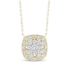 Thumbnail Image 1 of Multi-Diamond Cushion-Shaped Milgrain Frame Necklace 1/5 ct tw 10K Yellow Gold
