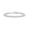 Thumbnail Image 1 of Cultured Pearl & White Lab-Created Sapphire Line Bracelet Sterling Silver 7.25&quot;