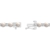 Thumbnail Image 3 of Cultured Pearl & White Lab-Created Sapphire Line Bracelet Sterling Silver 7.25&quot;