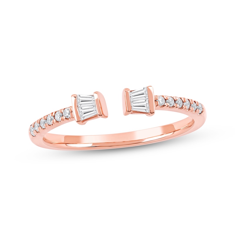 Main Image 1 of Baguette & Round-Cut Lab-Grown Diamond Deconstructed Ring 1/5 ct tw 10K Rose Gold