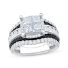 Thumbnail Image 1 of Now + Forever Princess-Cut Quad White Diamond & Black Diamond Engagement Ring 2-7/8 ct tw 14K White Gold