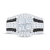 Thumbnail Image 3 of Now + Forever Princess-Cut Quad White Diamond & Black Diamond Engagement Ring 2-7/8 ct tw 14K White Gold