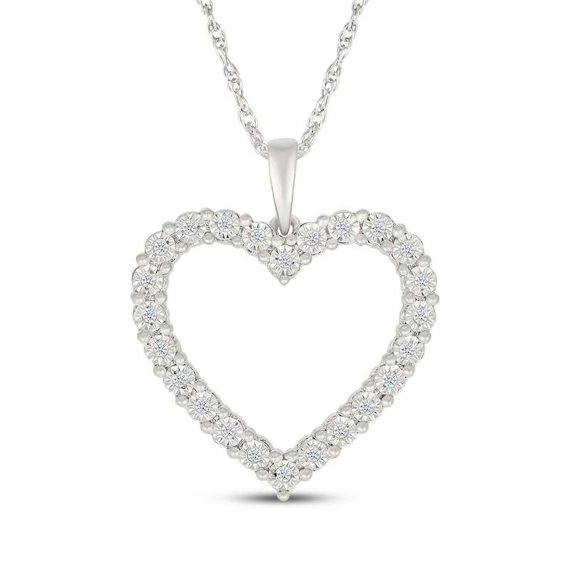 Main Image 1 of Diamond Heart Necklace 1/10 ct tw 10K White Gold 18&quot;