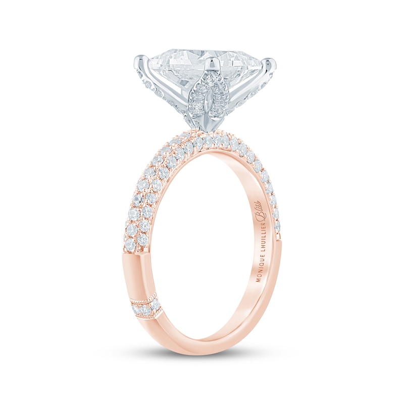 Main Image 2 of Monique Lhuillier Bliss Princess-Cut Lab-Grown Diamond Engagement Ring 3-5/8 ct tw 18K Two-Tone Gold
