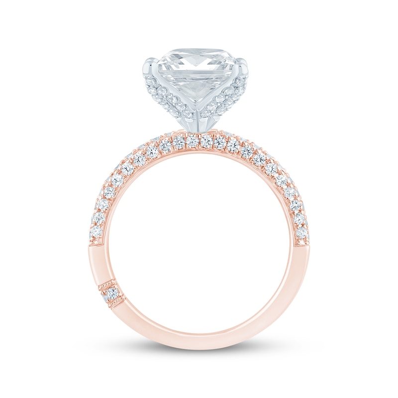 Main Image 3 of Monique Lhuillier Bliss Princess-Cut Lab-Grown Diamond Engagement Ring 3-5/8 ct tw 18K Two-Tone Gold
