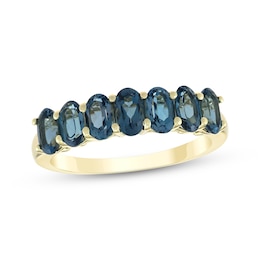 Oval-Cut London Blue Topaz Seven-Stone Ring 10K Yellow Gold