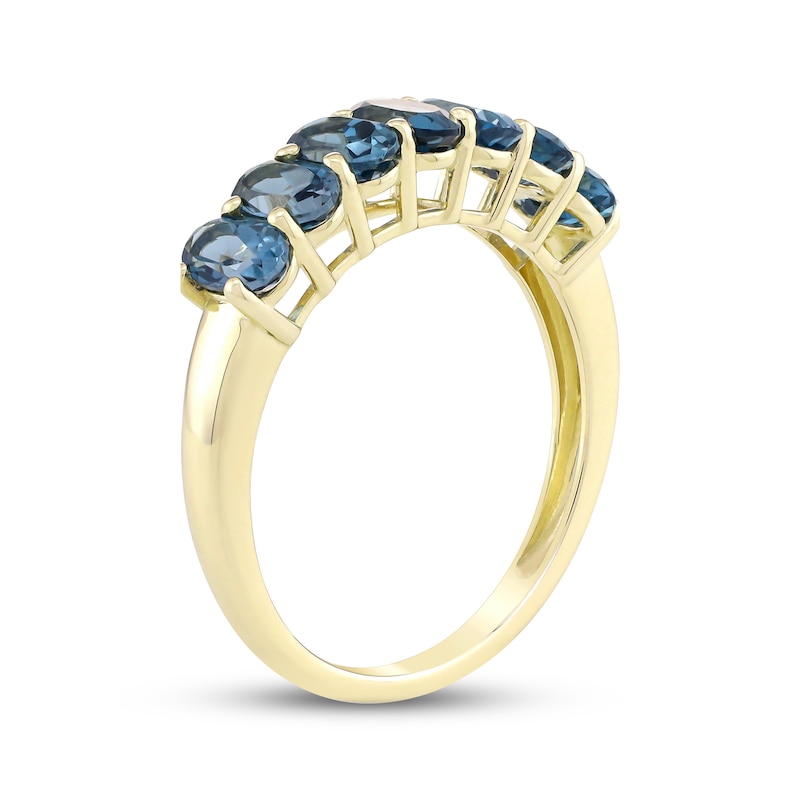 Main Image 2 of Oval-Cut London Blue Topaz Seven-Stone Ring 10K Yellow Gold