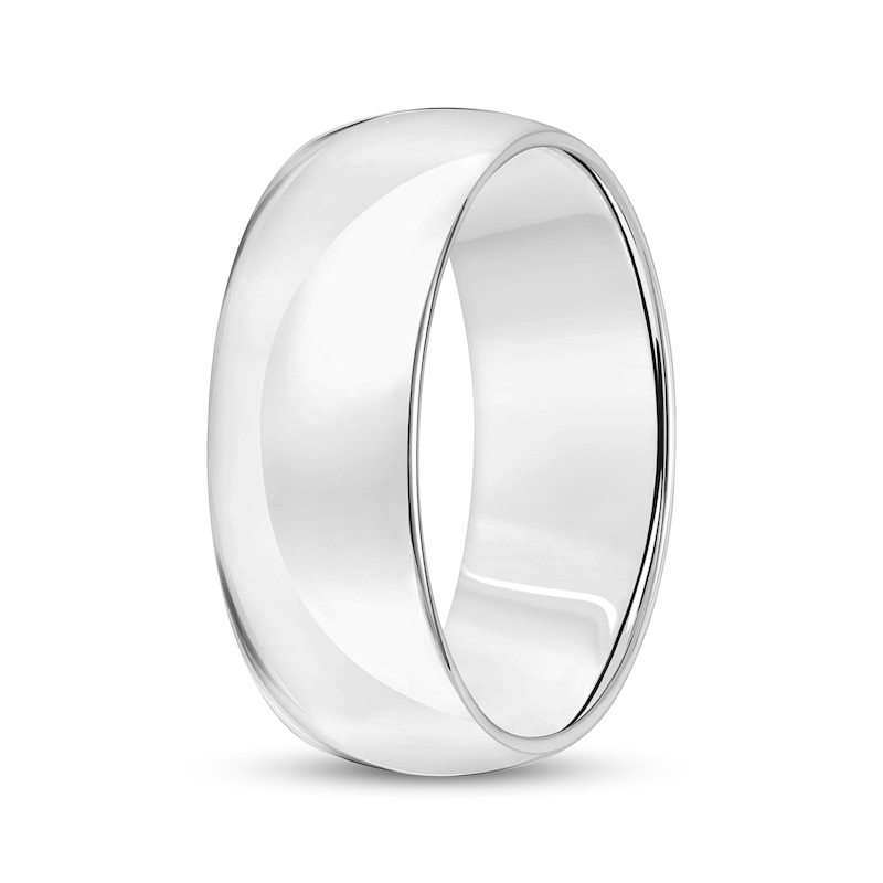Main Image 2 of Now + Forever Men's Domed Comfort-Fit Wedding Band 10K White Gold 8mm