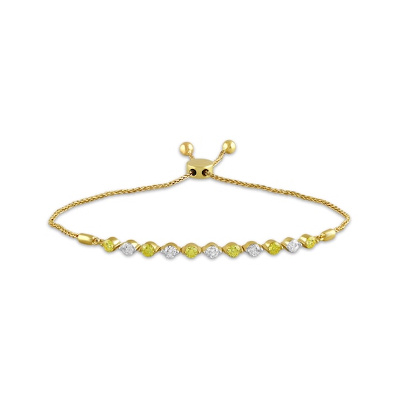 Yellow & White Lab-Grown Diamond Alternating Bolo Bracelet 1 ct tw 10K Yellow Gold
