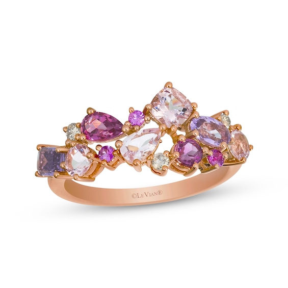 Le Vian Pretty in Pink Amethyst, Pink Tourmaline, Morganite & Pink Sapphire Ring 1/15 ct tw Diamonds 14K Strawberry Gold