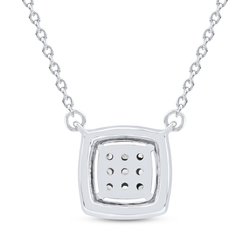 Main Image 3 of Multi-Diamond Cushion Halo Necklace 1/6 ct tw 10K White Gold 18&quot;