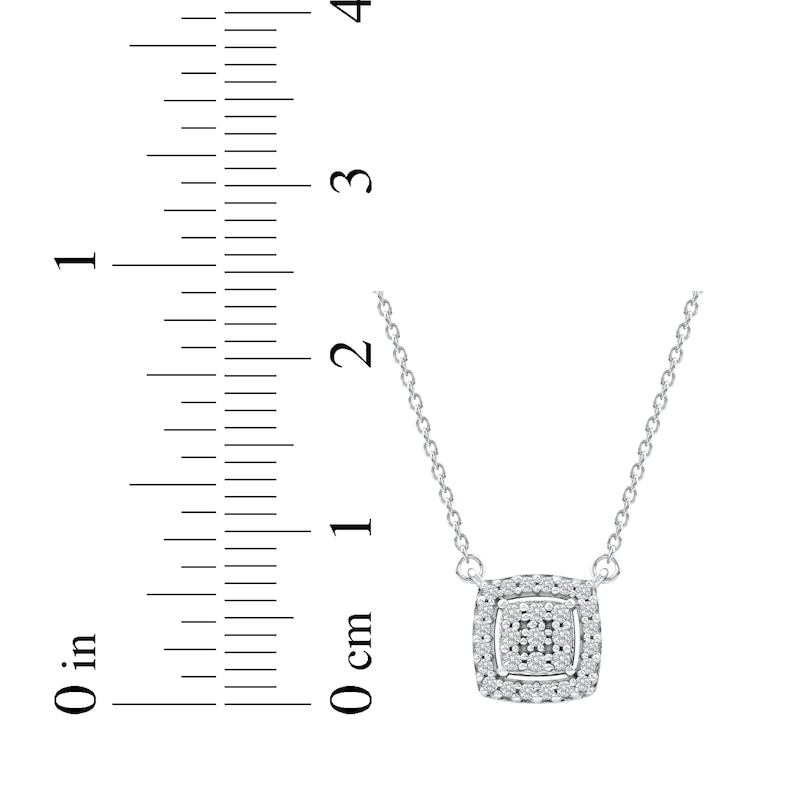 Main Image 5 of Multi-Diamond Cushion Halo Necklace 1/6 ct tw 10K White Gold 18&quot;