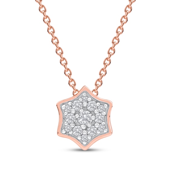 Diamond Curved Hexagon Necklace 1/10 ct tw 10K Rose Gold 18"