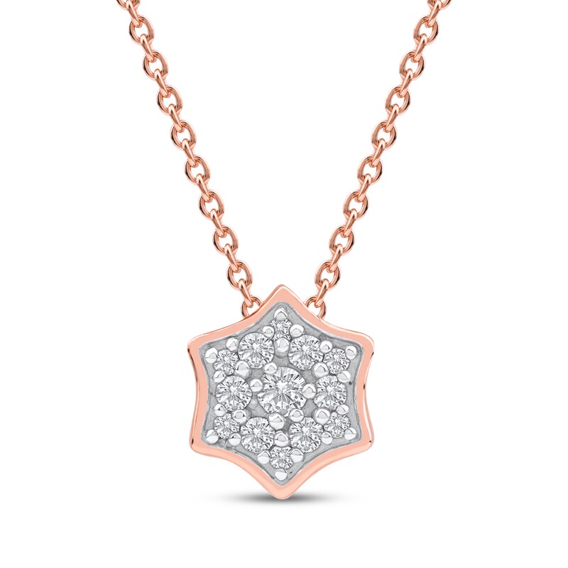 Main Image 1 of Diamond Curved Hexagon Necklace 1/10 ct tw 10K Rose Gold 18&quot;