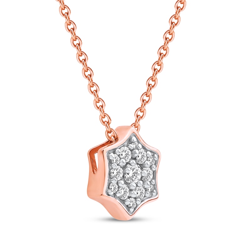 Main Image 2 of Diamond Curved Hexagon Necklace 1/10 ct tw 10K Rose Gold 18&quot;
