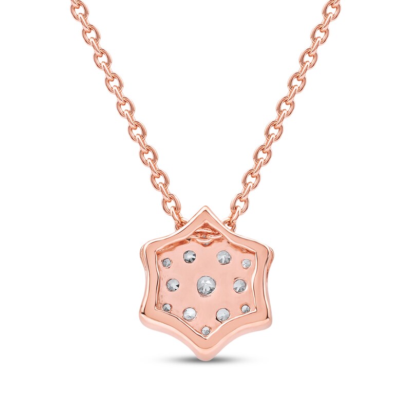 Main Image 3 of Diamond Curved Hexagon Necklace 1/10 ct tw 10K Rose Gold 18&quot;