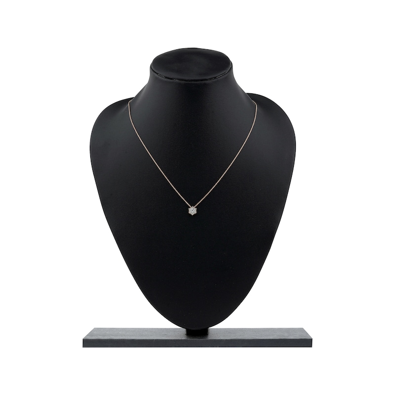Main Image 5 of Diamond Curved Hexagon Necklace 1/10 ct tw 10K Rose Gold 18"