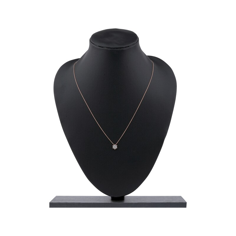 Main Image 6 of Diamond Curved Hexagon Necklace 1/10 ct tw 10K Rose Gold 18"