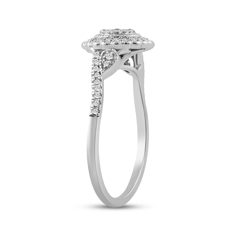 Main Image 2 of Diamond Scalloped Halo Fashion Ring 1/5 ct tw Sterling Silver