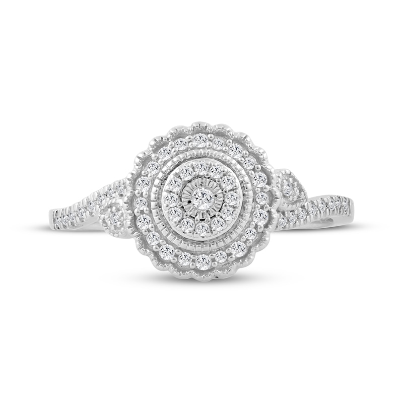 Main Image 3 of Diamond Scalloped Halo Fashion Ring 1/5 ct tw Sterling Silver