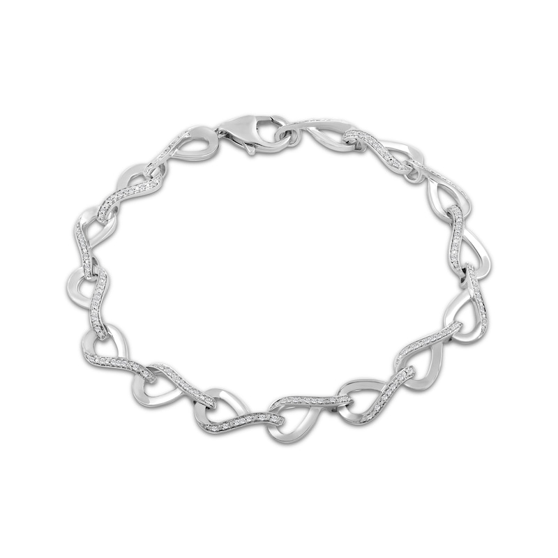 Main Image 1 of Diamond Loop Link Bracelet 1/4 ct tw Sterling Silver 7&quot;