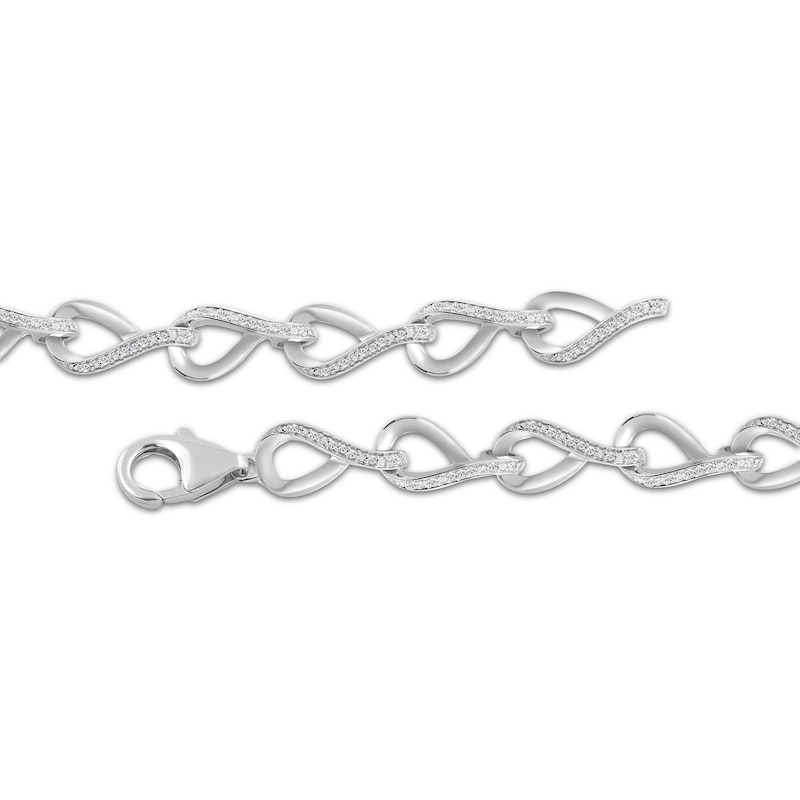 Main Image 2 of Diamond Loop Link Bracelet 1/4 ct tw Sterling Silver 7&quot;