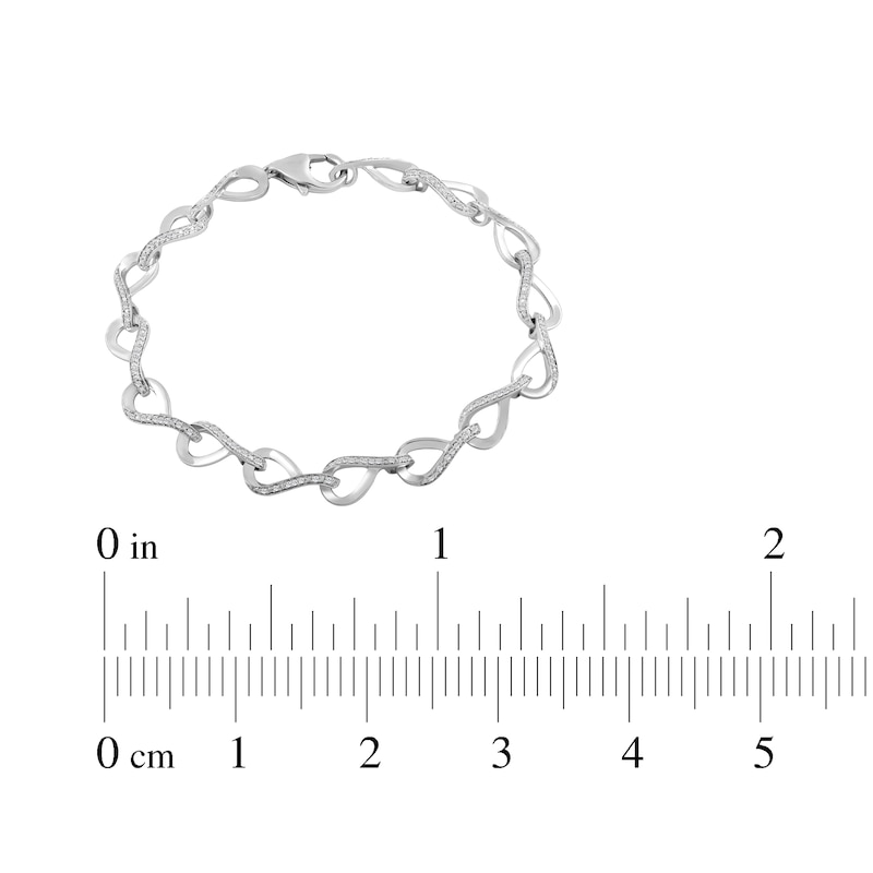 Main Image 4 of Diamond Loop Link Bracelet 1/4 ct tw Sterling Silver 7&quot;