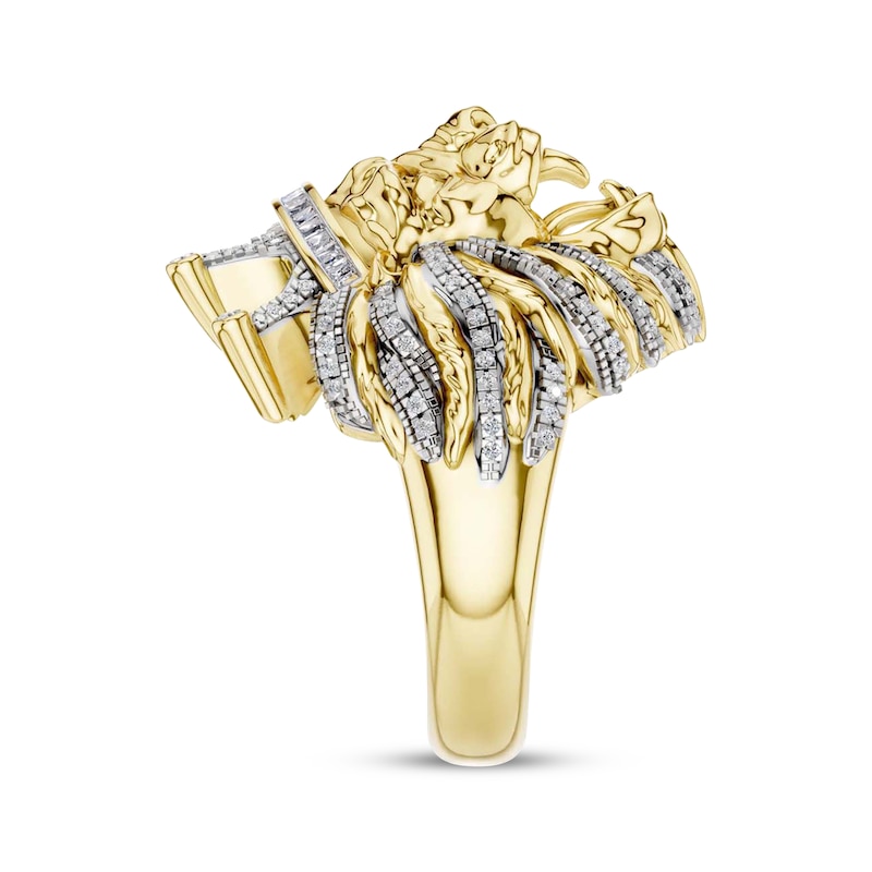 Main Image 3 of Men's Diamond Lion's Head With Crown Ring 1/2 ct tw 10K Yellow Gold