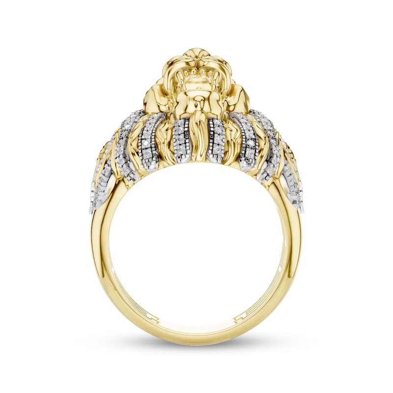 Main Image 4 of Men's Diamond Lion's Head With Crown Ring 1/2 ct tw 10K Yellow Gold