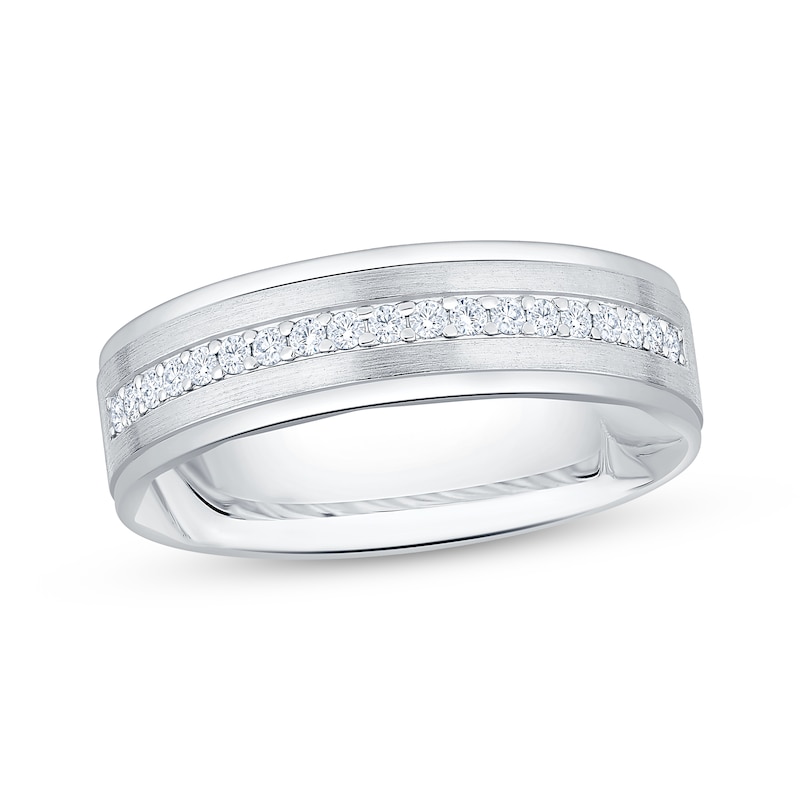 Main Image 1 of Now + Forever Men's Diamond Brushed Finish Wedding Band 1/4 ct tw 10K White Gold
