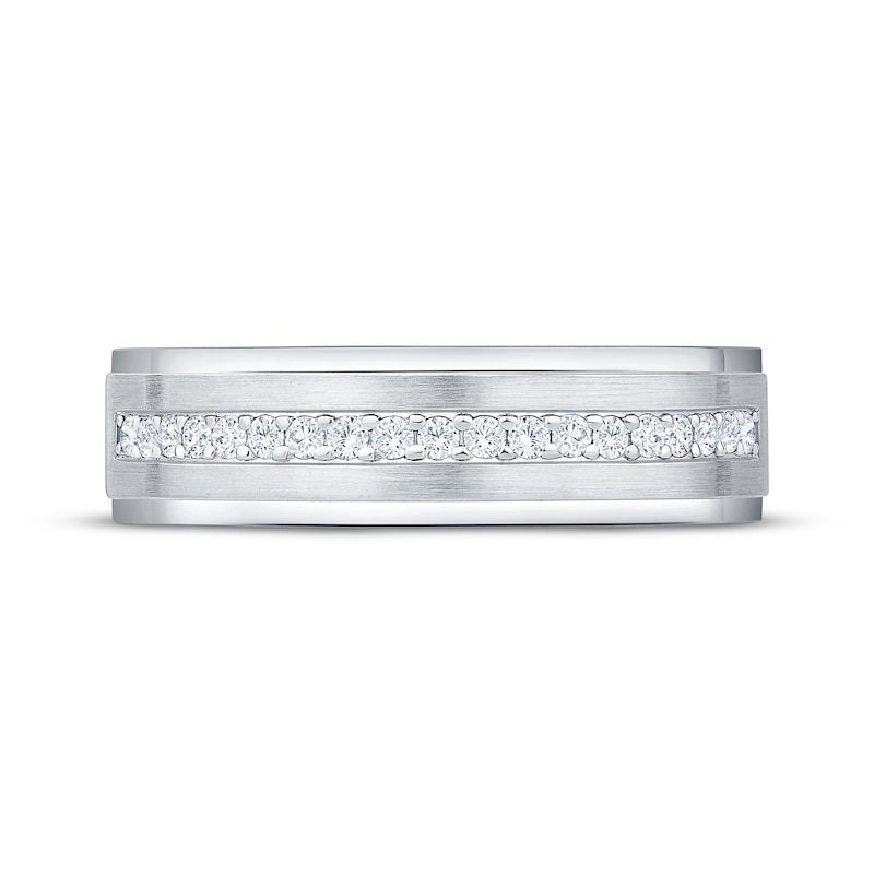Main Image 3 of Now + Forever Men's Diamond Brushed Finish Wedding Band 1/4 ct tw 10K White Gold