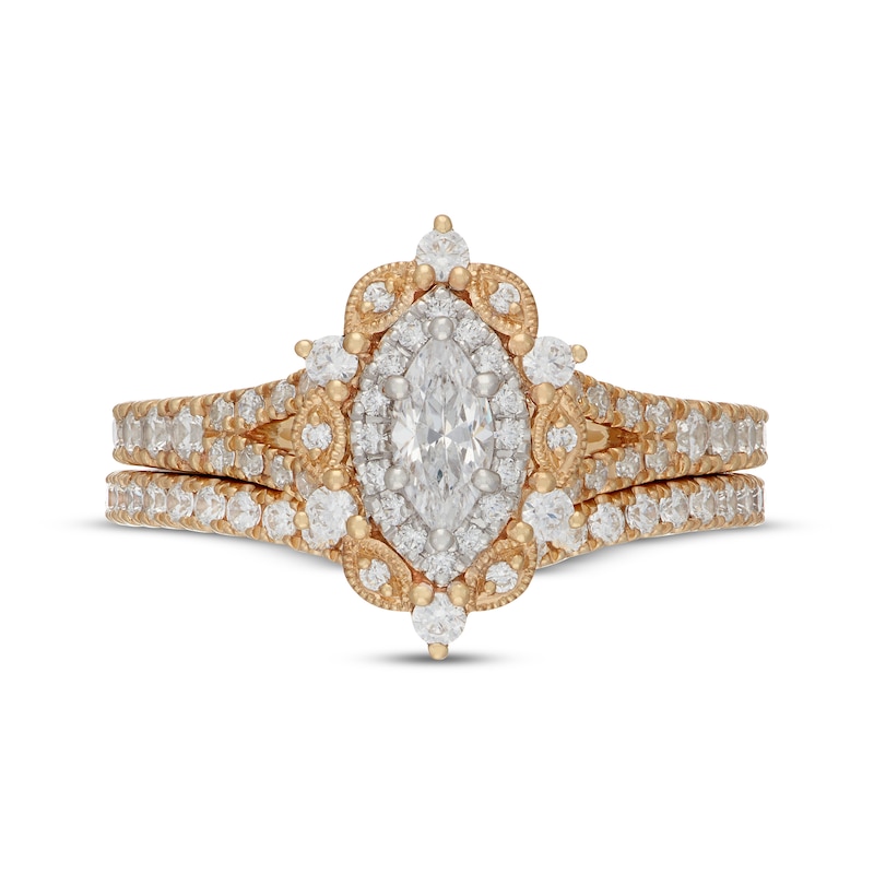 Main Image 3 of Neil Lane Marquise-Cut Diamond Halo Bridal Set 1 ct tw 14K Two-Tone Gold
