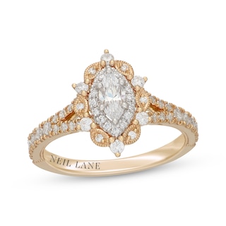 Neil Lane Marquise-Cut Diamond Halo Engagement Ring 7/8 ct tw 14K Two-Tone Gold