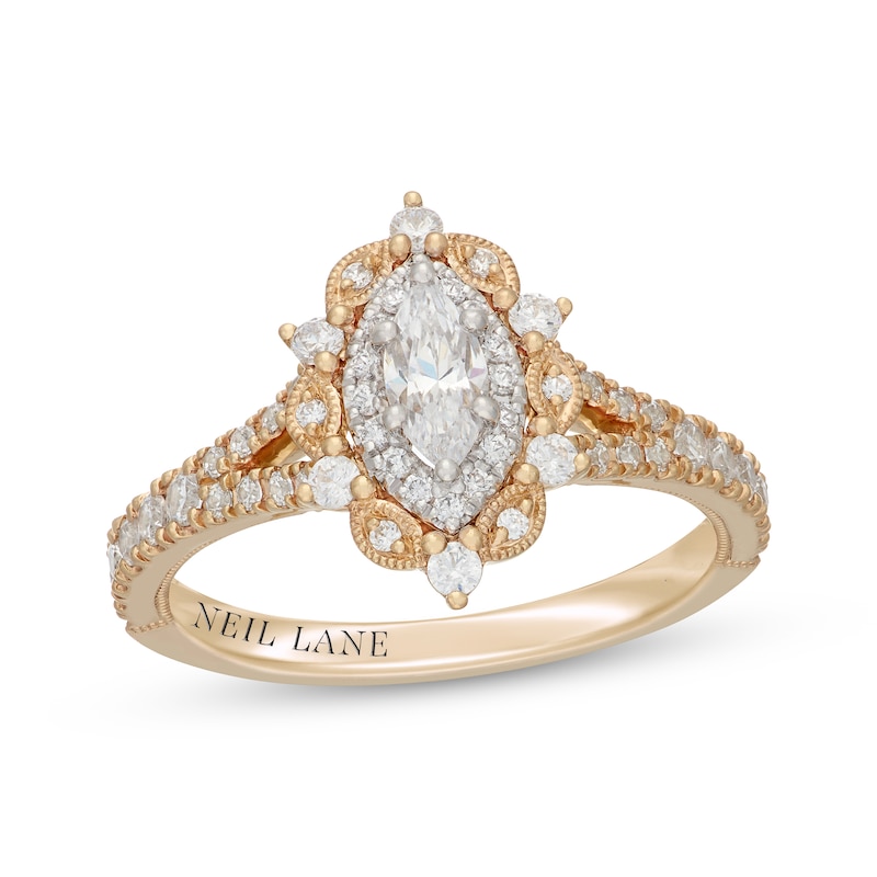 Main Image 1 of Neil Lane Marquise-Cut Diamond Halo Engagement Ring 7/8 ct tw 14K Two-Tone Gold