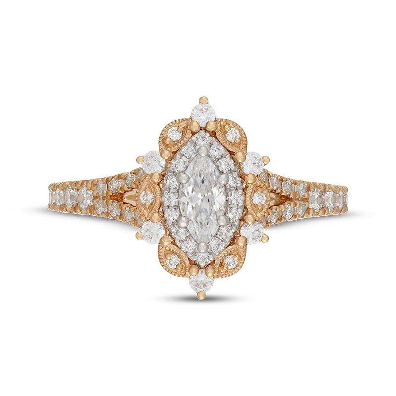Main Image 3 of Neil Lane Marquise-Cut Diamond Halo Engagement Ring 7/8 ct tw 14K Two-Tone Gold