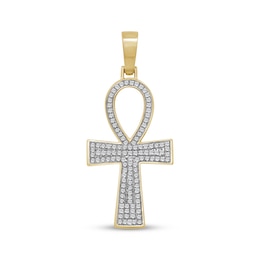 Men's Multi-Diamond Ankh Charm 1/3 ct tw 10K Yellow Gold