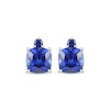 Thumbnail Image 2 of Cushion & Round-Cut Blue Lab-Created Sapphire Stud Earrings 10K White Gold